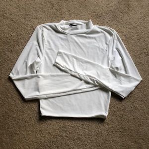 Pretty Little Thing white long sleeve crop top